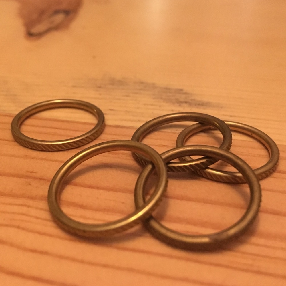 Stackable Rings - Gold With Grooves - image 2